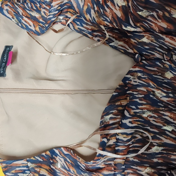 Vince Camuto Plus Size Metallic Printed Maxi Dress - Classic Navy 2x/3X - Picture 5 of 12